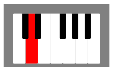 piano horizontal con tecla roja